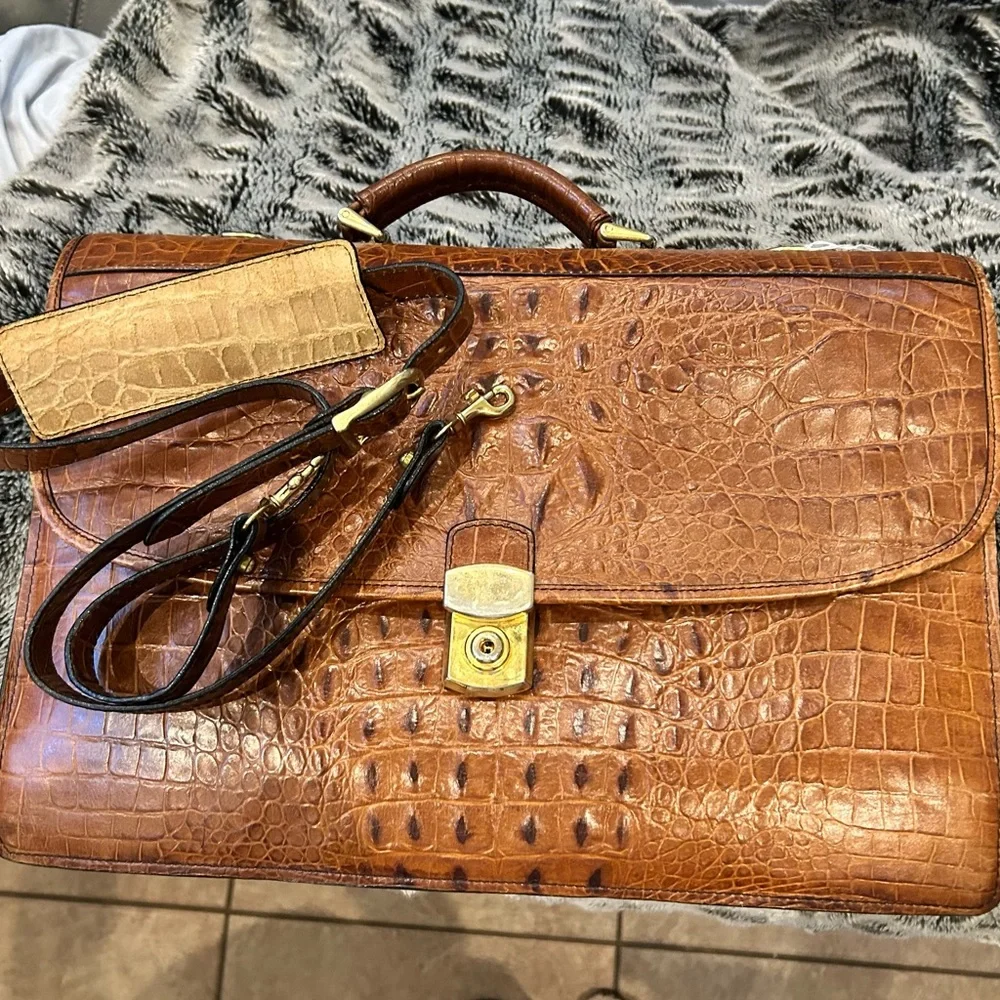 Gorgeous Brown Crocodile Embossed Leather Men's briefcase Bag executive VIP
